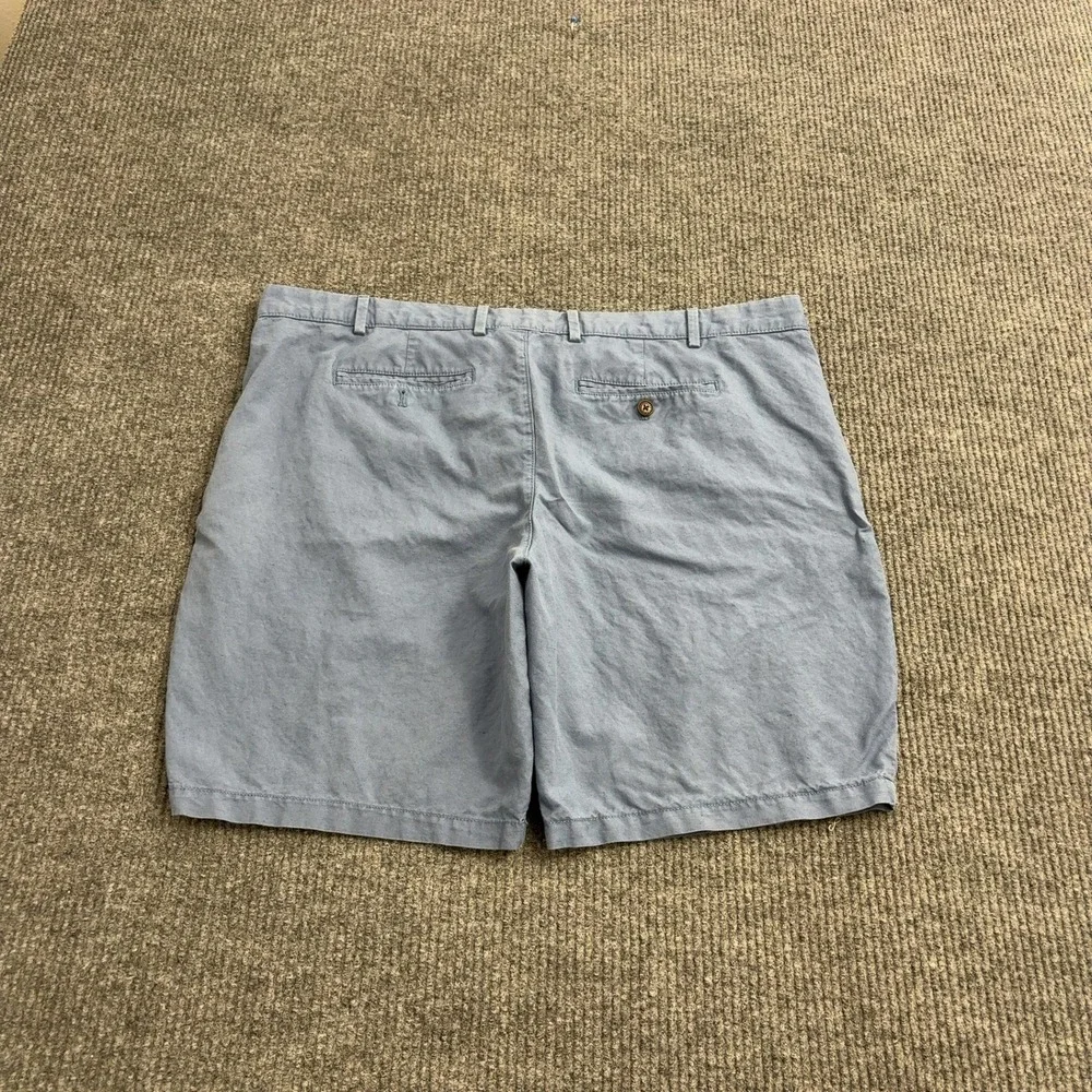 Charles Tyrwhitt Shorts‎ Mens 42 Blue Linen Cotton Blend Chino Flat Front Casual